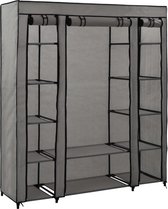 Decoways - Kledingkast met vakken en stangen 150x45x176 cm stof grijs