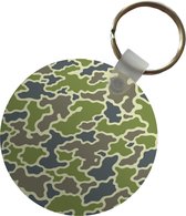Sleutelhanger - Groen camouflage patroon - Plastic - Rond - Uitdeelcadeautjes