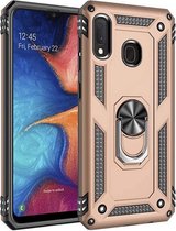 LuxeBass Hoesje geschikt voor Samsung Galaxy A30s Hoesje - Anti-Shock Hybrid Ring Armor Goud