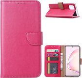 LuxeBass Hoesje geschikt voor Samsung Galaxy A12 - Bookcase Roze - portemonnee hoesje - telefoonhoes - gsm hoes - telefoonhoesjes