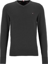 Tommy Hilfiger Pima Cotton Cashmere - V-hals heren trui katoen met kasjmier - donkergrijs melange (Dark Grey Heather) -  Maat: M