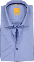 Redmond modern fit overhemd - korte mouw - blauw (contrast) - Strijkvriendelijk - Boordmaat: 39/40