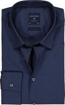 Profuomo super slim fit overhemd - stretch poplin - navy blauw - Strijkvriendelijk - Boordmaat: 41
