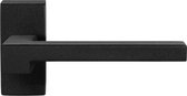 GPF8285.01 Raa deurkruk op rechthoekige rozet zwart, 70x32x10mm