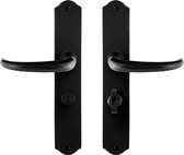 GPF6205.60 smeedijzer zwart Uhka deurkruk op schild WC55/8, 238x41x4mm