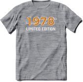 1978 Limited Edition T-Shirt | Goud - Zilver | Grappig Verjaardag en Feest Cadeau Shirt | Dames - Heren - Unisex | Tshirt Kleding Kado | - Donker Grijs - Gemaleerd - M