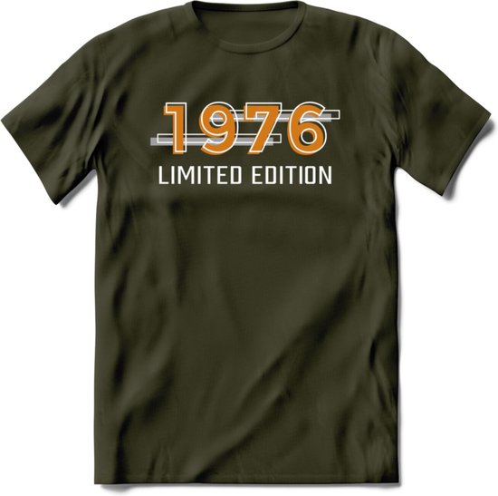 1976 Limited Edition T-Shirt | Goud - Zilver | Grappig Verjaardag en Feest Cadeau Shirt | Dames - Heren - Unisex | Tshirt Kleding Kado | - Leger Groen - L