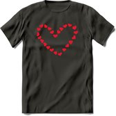 Valentijn Hart T-Shirt | Grappig Valentijnsdag Cadeautje voor Hem en Haar | Dames - Heren - Unisex | Kleding Cadeau | - Donker Grijs - XXL