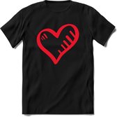 Valentijn Hart T-Shirt | Grappig Valentijnsdag Cadeautje voor Hem en Haar | Dames - Heren - Unisex | Kleding Cadeau | - Zwart - S