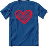 Valentijn Hart T-Shirt | Grappig Valentijnsdag Cadeautje voor Hem en Haar | Dames - Heren - Unisex | Kleding Cadeau | - Donker Blauw - S