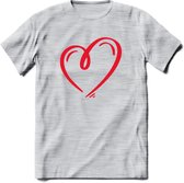 Valentijn Hart T-Shirt | Grappig Valentijnsdag Cadeautje voor Hem en Haar | Dames - Heren - Unisex | Kleding Cadeau | - Licht Grijs - Gemaleerd - S