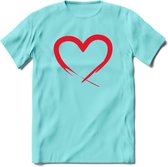 Valentijn Hart T-Shirt | Grappig Valentijnsdag Cadeautje voor Hem en Haar | Dames - Heren - Unisex | Kleding Cadeau | - Licht Blauw - XXL