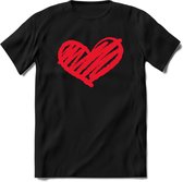 Valentijn Hart T-Shirt | Grappig Valentijnsdag Cadeautje voor Hem en Haar | Dames - Heren - Unisex | Kleding Cadeau | - Zwart - XL