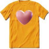 Valentijn Hart T-Shirt | Grappig Valentijnsdag Cadeautje voor Hem en Haar | Dames - Heren - Unisex | Kleding Cadeau | - Geel - L