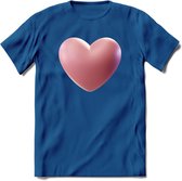 Valentijn Hart T-Shirt | Grappig Valentijnsdag Cadeautje voor Hem en Haar | Dames - Heren - Unisex | Kleding Cadeau | - Donker Blauw - XXL