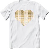 Valentijn Goud Hart T-Shirt | Grappig Valentijnsdag Cadeautje voor Hem en Haar | Dames - Heren - Unisex | Kleding Cadeau | - Wit - S