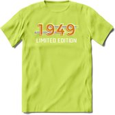 1949 Limited Edition T-Shirt | Goud - Zilver | Grappig Verjaardag en Feest Cadeau Shirt | Dames - Heren - Unisex | Tshirt Kleding Kado | - Groen - L