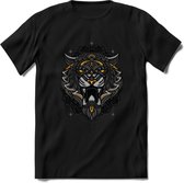 Tijger - Dieren Mandala T-Shirt | Geel | Grappig Verjaardag Zentangle Dierenkop Cadeau Shirt | Dames - Heren - Unisex | Wildlife Tshirt Kleding Kado | - Zwart - XL