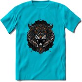 Tijger - Dieren Mandala T-Shirt | Oranje | Grappig Verjaardag Zentangle Dierenkop Cadeau Shirt | Dames - Heren - Unisex | Wildlife Tshirt Kleding Kado | - Blauw - S