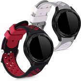 kwmobile 2x armband voor Samsung Galaxy Watch 4 Classic (46mm) - Bandjes voor fitnesstracker in grijs / wit / zwart / rood
