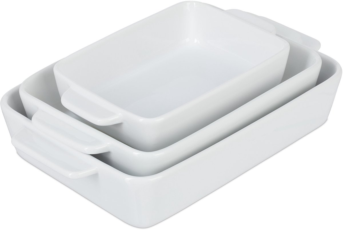 ovenschaal lasagne - set van 3 - keramiek - 3 groottes - vaatwasserbestendig