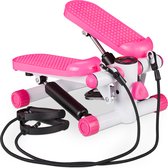 Relaxdays swing stepper - 2 weerstandsbanden - fitness stepper - display - diverse kleuren - roze