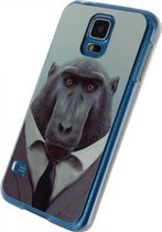 Samsung Galaxy S5 Hoesje - Xccess - Metal Plate Serie - Aluminium Backcover - Funny Chimpanzee - Hoesje Geschikt Voor Samsung Galaxy S5
