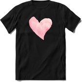 Valentijn Pastel waterverf Hart T-Shirt | Grappig Valentijnsdag Cadeautje voor Hem en Haar | Dames - Heren - Unisex | Kleding Cadeau | - Zwart - L