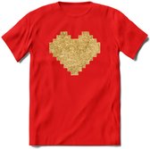 Valentijn Goud Hart T-Shirt | Grappig Valentijnsdag Cadeautje voor Hem en Haar | Dames - Heren - Unisex | Kleding Cadeau | - Rood - L