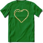 Valentijn Goud Hart T-Shirt | Grappig Valentijnsdag Cadeautje voor Hem en Haar | Dames - Heren - Unisex | Kleding Cadeau | - Donker Groen - XL