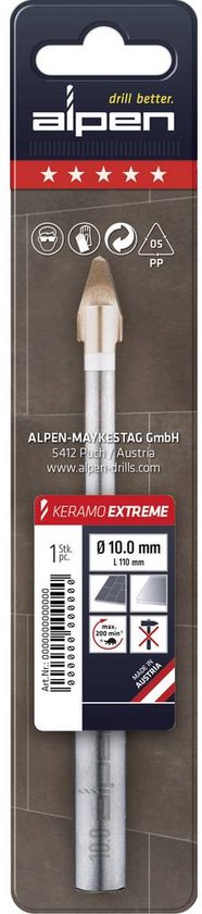 Alpen Keramo Extreme 0030001000100 Tegelboor 10 mm Gezamenlijke lengte 120 mm SDS-Plus 1 stuk(s)