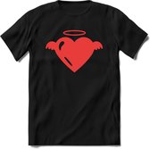 Valentijn Hart T-Shirt | Grappig Valentijnsdag Cadeautje voor Hem en Haar | Dames - Heren - Unisex | Kleding Cadeau | - Zwart - M