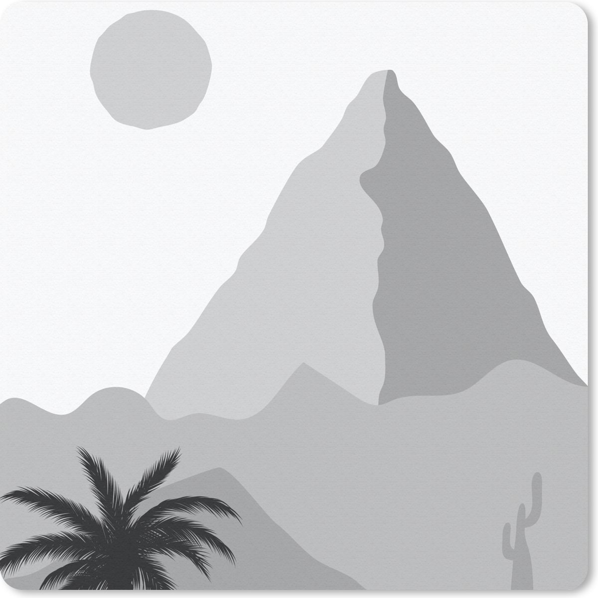 Muismat 20x20 cm - Mousepad Illustratie - Pyramide - Zwart - Wit - Muismatten