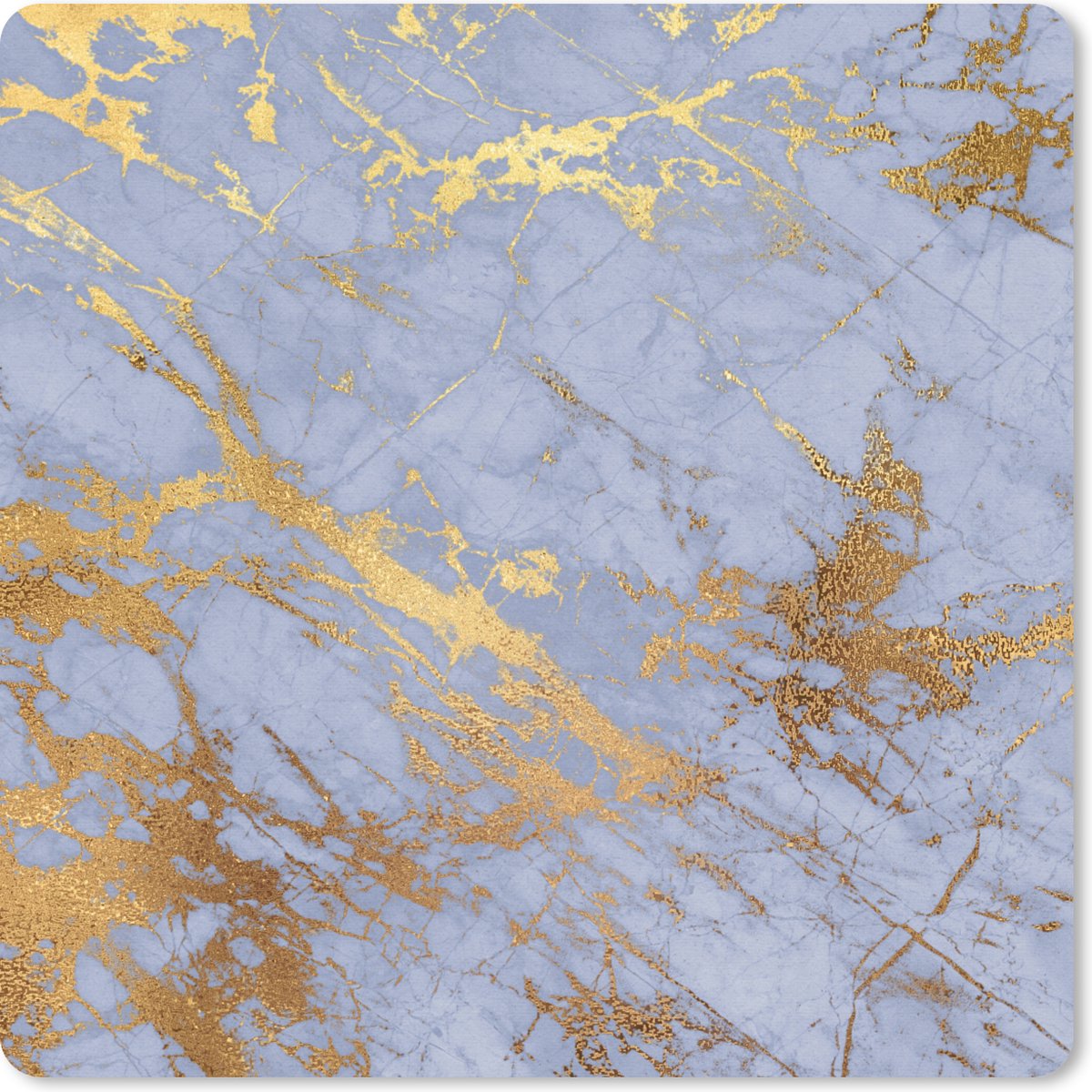 Muismat 20x20 cm - Mousepad Marmer - Patronen - Blauw - Goud - Muismatten