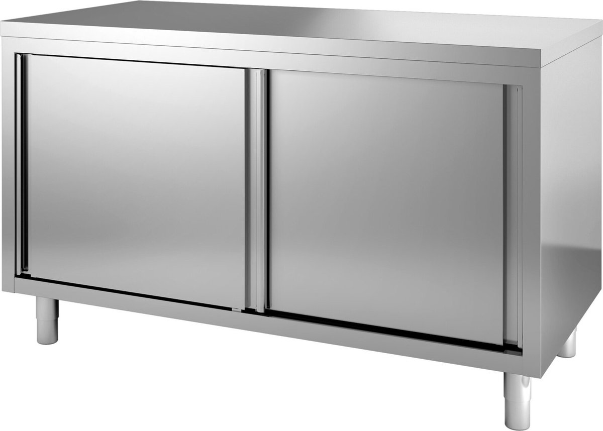 Werktafel | schuifdeuren | 100cm | RVS | Combisteel | 7812.0103