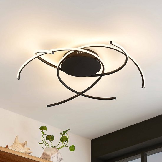 Lindby - LED plafondlamp- met dimmer - 1licht - ijzer, aluminium, plastic - H: 12.6 cm - zand - Inclusief lichtbron