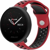 Siliconen Smartwatch bandje - Geschikt voor  Polar Ignite 2 sport band - rood/zwart - Strap-it Horlogeband / Polsband / Armband