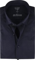 OLYMP Level 5 24/Seven body fit overhemd - marine blauw tricot - Strijkvriendelijk - Boordmaat: 42