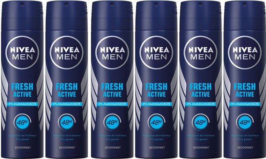 NIVEA Men Fresh Active Deodorant Spray - 6 x 150 ml - Voordeelverpakking