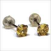 Aramat jewels ® - Ronde titanium oorbellen zirkonia geel 5mm