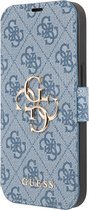 iPhone 13 Bookcase hoesje - Guess - Effen Blauw - Kunstleer