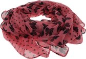 Behave accessoires - dames sjaal - roze sjaaltje met stippen en strikjes print