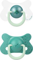 Suavinex Night & Day Bear Green +18m Physio 2 Stuks Silicone Fopspeen SXSNF3071178