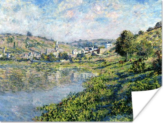 Poster Landscape at Vetheuil - Schilderij van Claude Monet - 80x60 cm
