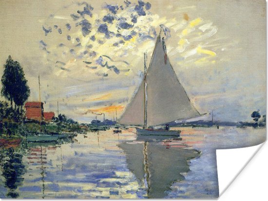 Poster Zeilboot bij Le Petit-Gennevilliers - Schilderij van Claude Monet - 80x60 cm