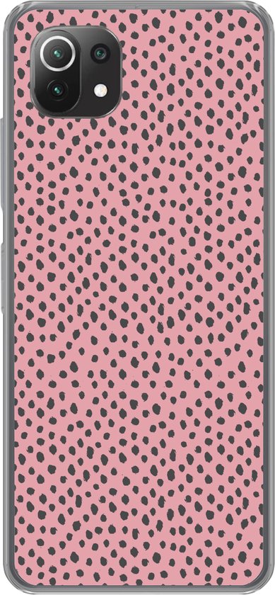Xiaomi Mi 11 Lite - Pois - Rose - Zwart - Coque de téléphone en Siliconen