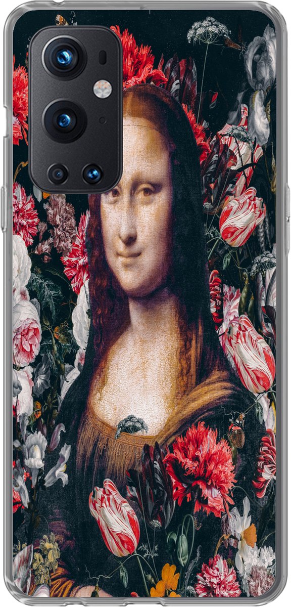 Geschikt voor OnePlus 9 Pro hoesje - Mona Lisa - Bloemen - Da Vinci - Siliconen Telefoonhoesje