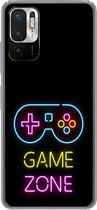 Geschikt voor Xiaomi Redmi Note 10 5G hoesje - Controller - Game - Neon - Zwart - Quotes - Game zone - Siliconen Telefoonhoesje