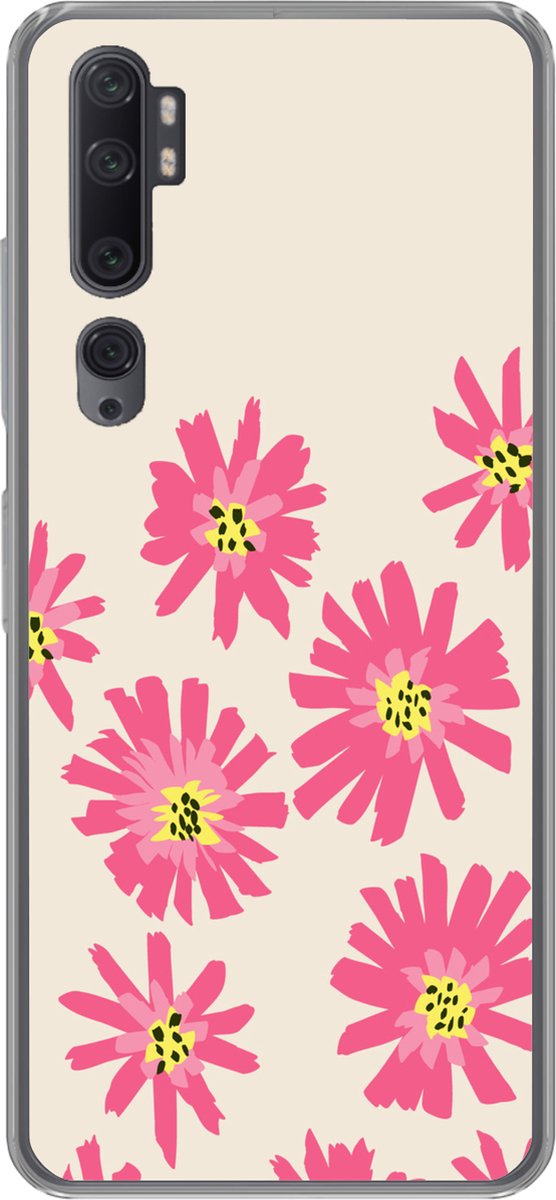 Telefoonhoesje Geschikt voor Xiaomi Mi Note 10 hoesje - Bloemen - Patroon - Minimalisme - Siliconen Telefoonhoesje Telefoonhoesje
