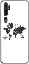 Geschikt voor Xiaomi Mi Note 10 hoesje - Wereldkaart - Goud - Zwart - Windroos - Siliconen Telefoonhoesje